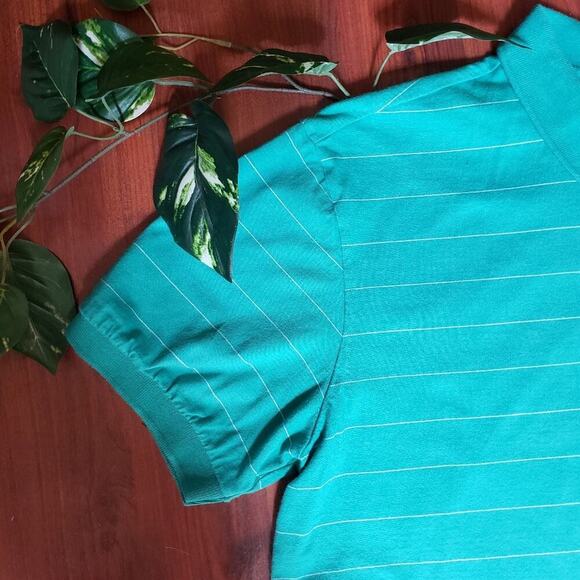 Chaps Green/White Stripe Polo - Picture 2 of 6